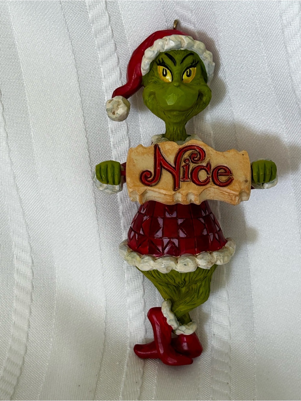 Jim Shore Christmas Ornament Santa Grinch Hand-Painted Green Red Holiday Decor